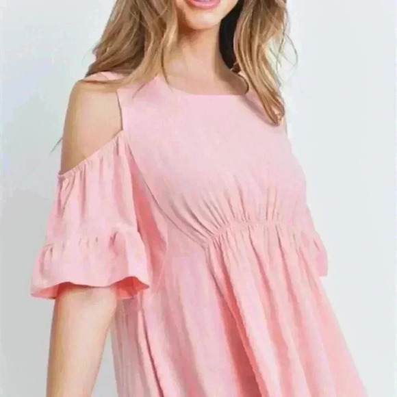 Pink Top Tunic Cold Shoulder - Picture 6 of 6